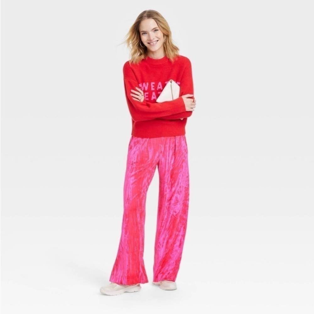 Women's High-Rise Wide Leg Pink Pull-On
Pants - A New Day™ Pink nwt
